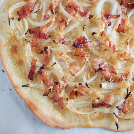 Flammekueche (bacon onion pizza)