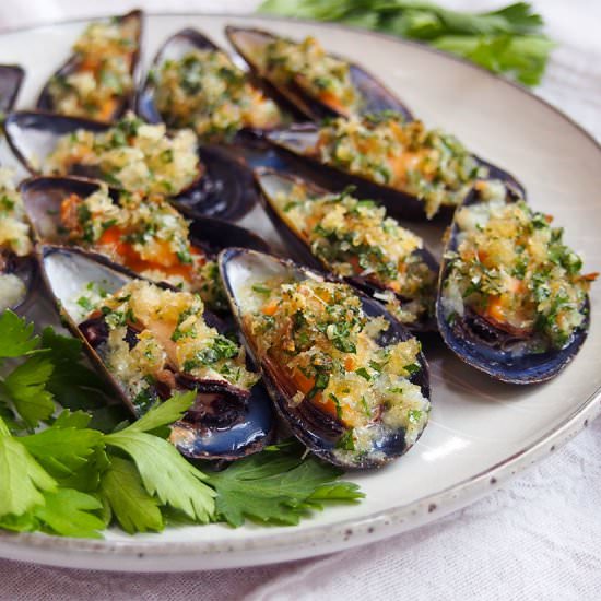 Baked mussels