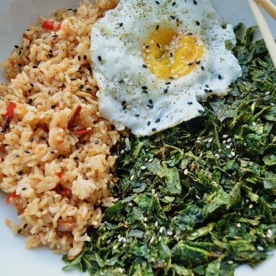 CHILI GARLIC FRIED RICE WITH SPINACH