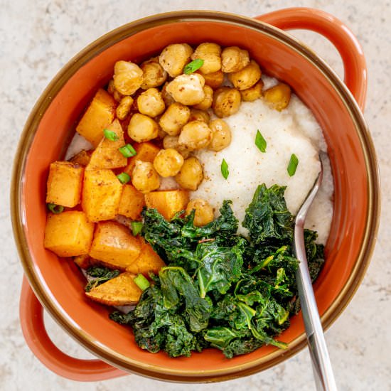 Grits w/ Cajun Sweet Potato & Kale