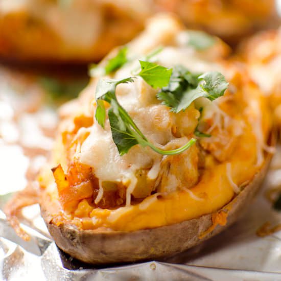 Twice Baked Buffalo Chicken Potatoe