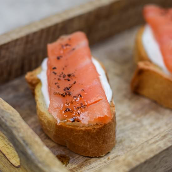 Smoked Salmon and Truffle Crostini