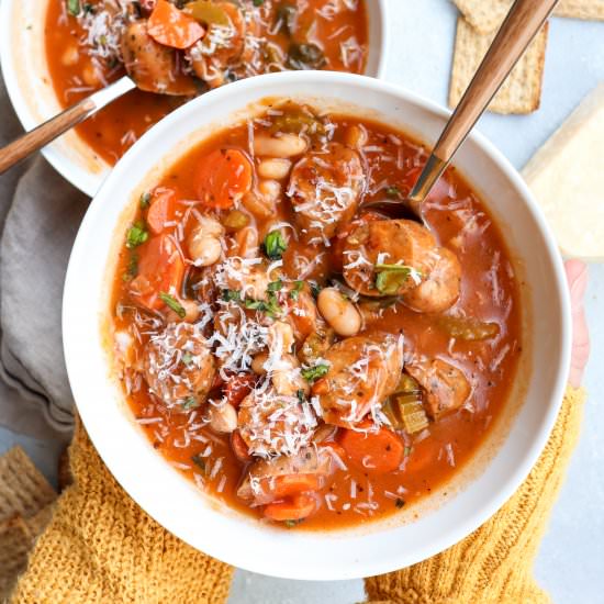 sausage & white bean veggie soup