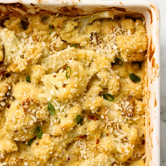 vegan cheesy cauliflower casserole