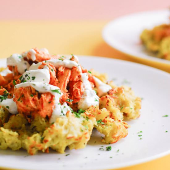 BUFFALO CHICKEN SWEET POTATO WAFFLE