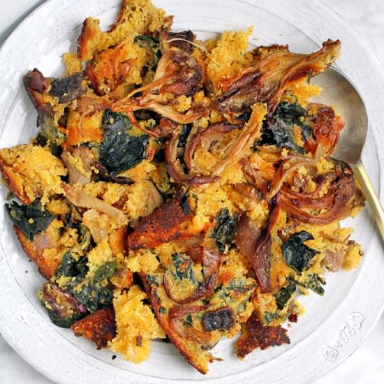 One-Pan Mushroom Cornbread Stuffing