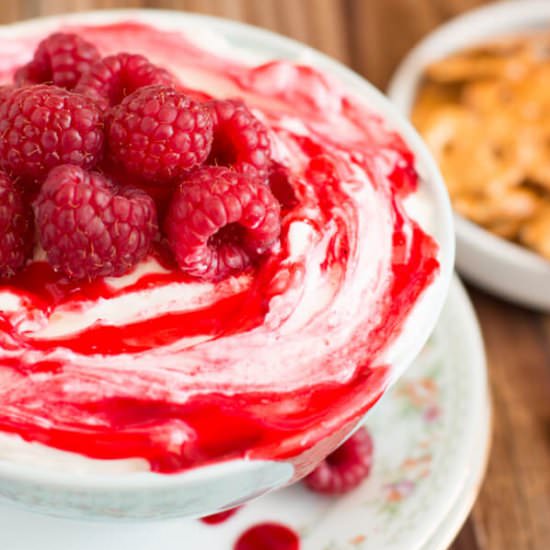 Cheesecake Dip with Raspberry Sauce