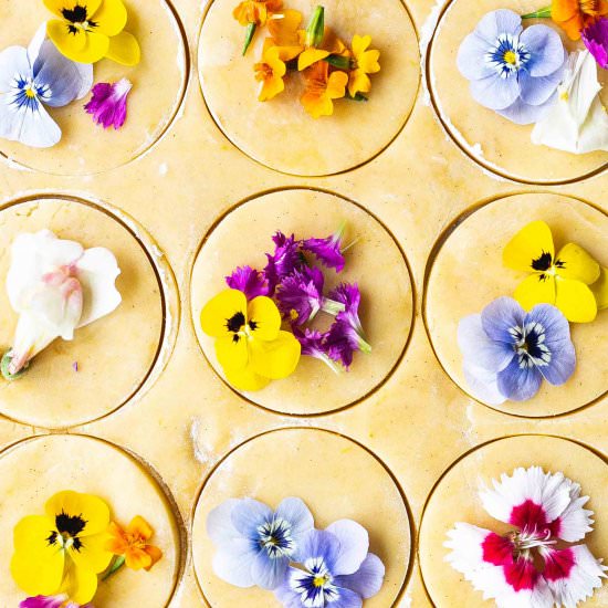 Edible flower shortbread cookies