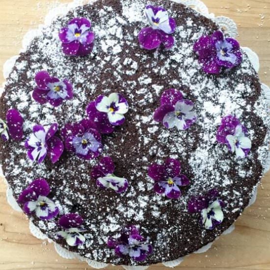 Chocolate Cake with Edible Flowers