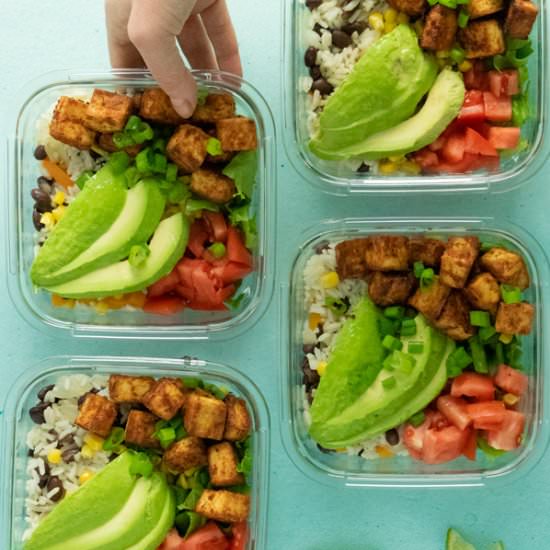 Easy Tofu Burrito Bowl Meal Prep