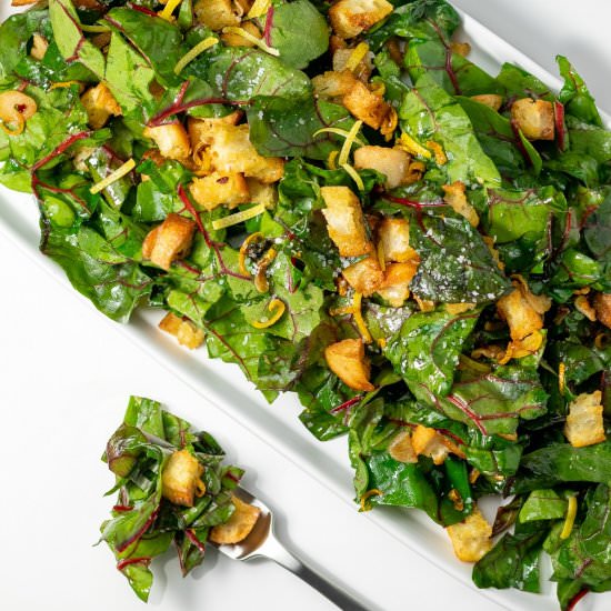 Warm Garlicky Greens with Ciabatta
