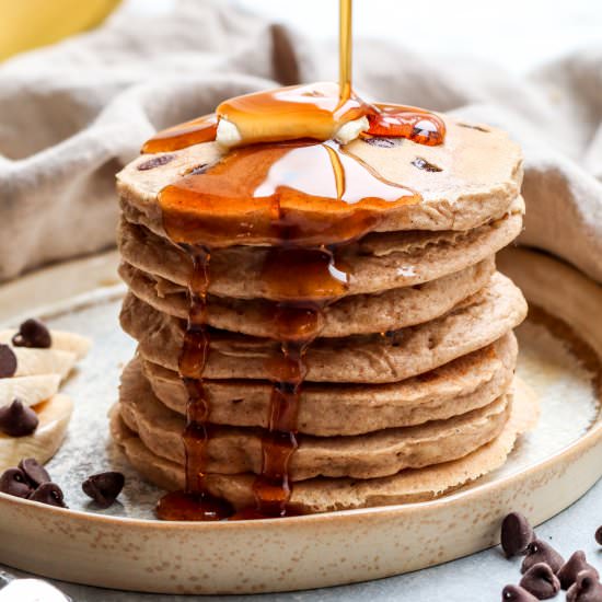 chocolate chip banana pancakes