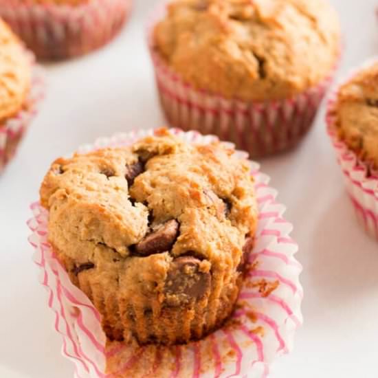 Whole Wheat Biscoff Banana Muffins