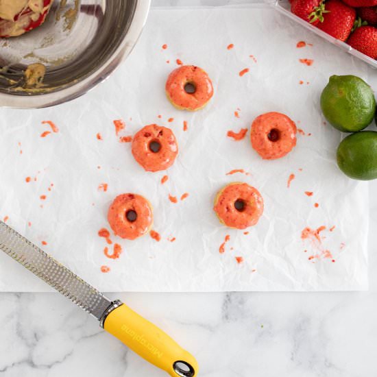 Strawberry Lime Baked Donuts