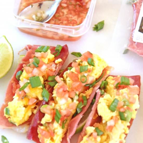 Breakfast Tacos with Ham Shell!