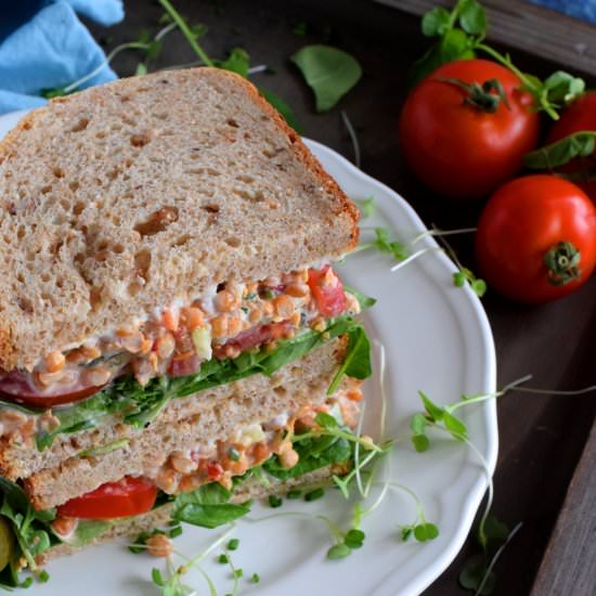 Smashed Lentil Salad Sandwiches
