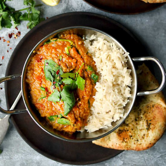 Red Lentil Dahl with Spinach