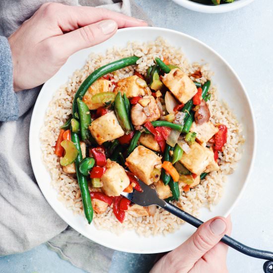 weeknight tofu veggie stirfry