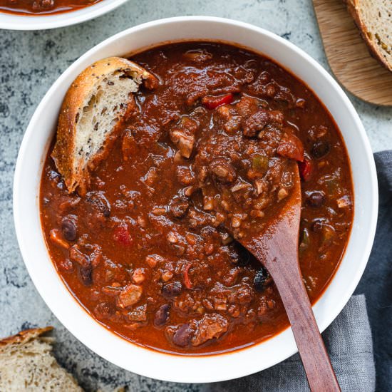 Vegan Mushroom Walnut Chili
