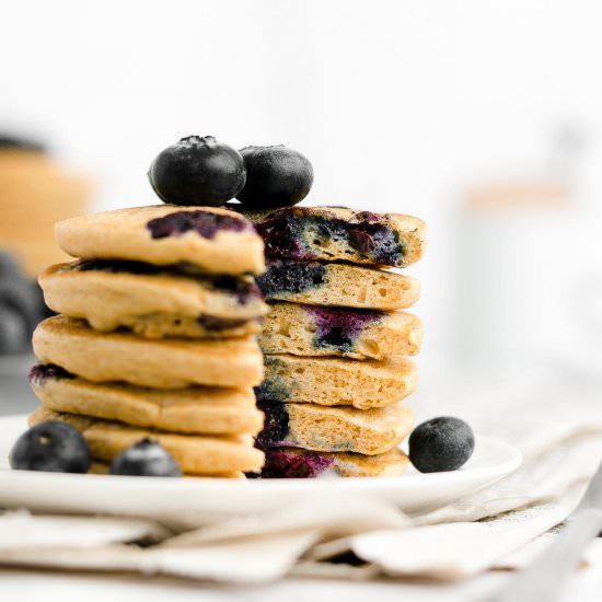 Healthy One-Bowl Blueberry Pancakes
