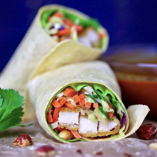 Asian Chicken Wrap W/ Peanut Sauce