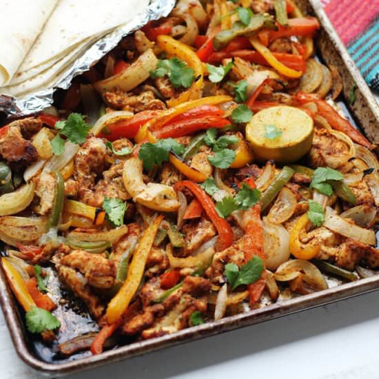 Spicy Sheet Pan Chicken Fajitas