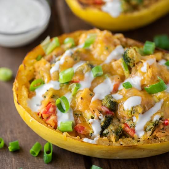 Buffalo Chicken Spaghetti Squash