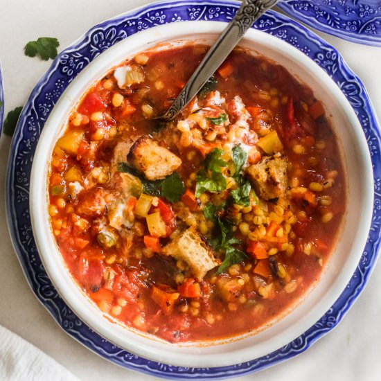 Roasted Tomato Barley Soup