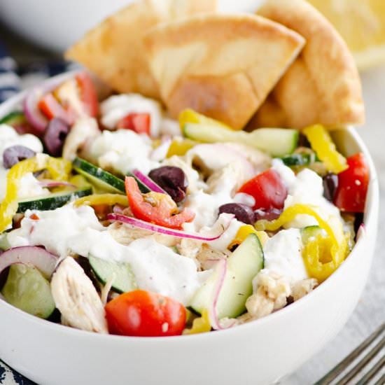 Greek Chicken Pita Bowl