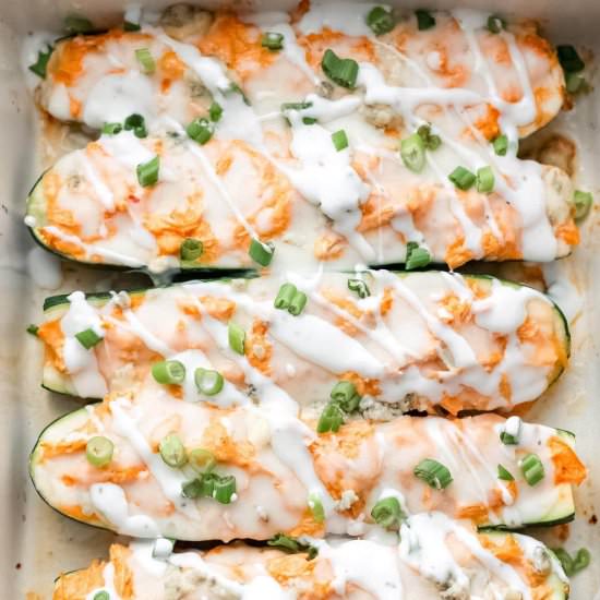 Buffalo Chicken Zucchini Boats!