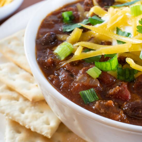 Beef Chili with Bacon and Black Bea
