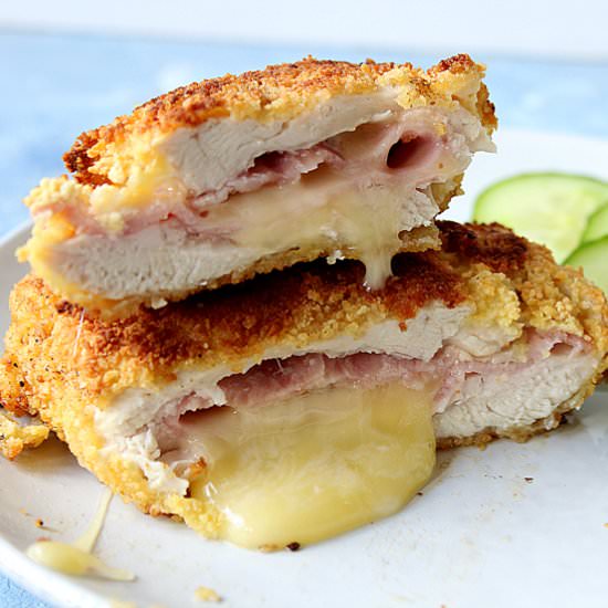 Homemade cheesy cordon bleu