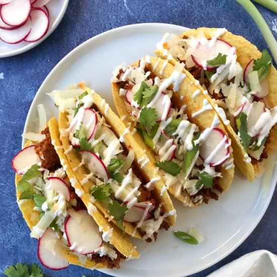 Chorizo Tacos with Lime Crema