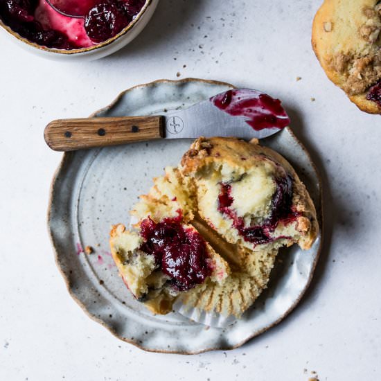 Cherry Jam Streusel Muffins