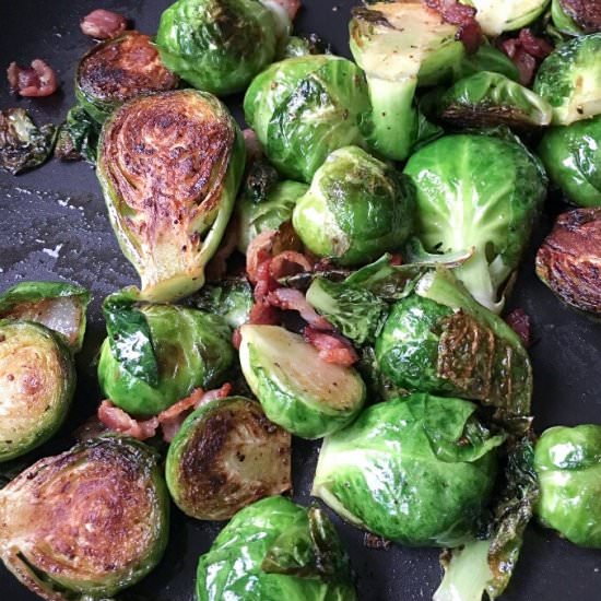 Pan-Fried Bacon Brussels Sprouts