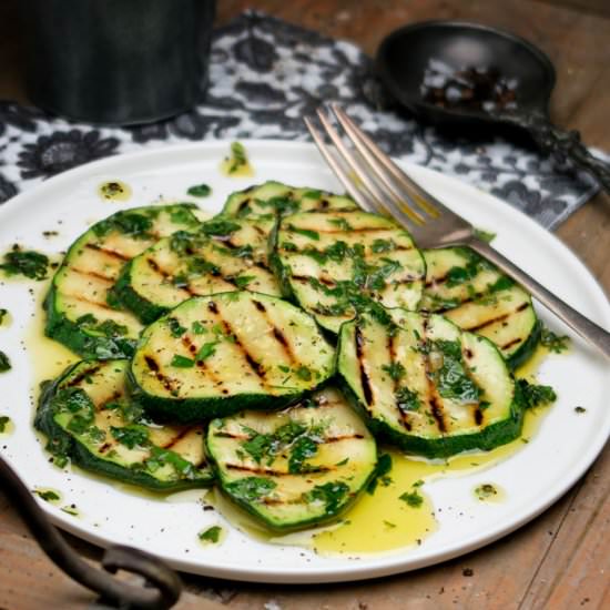 Grilled and marinated zucchini