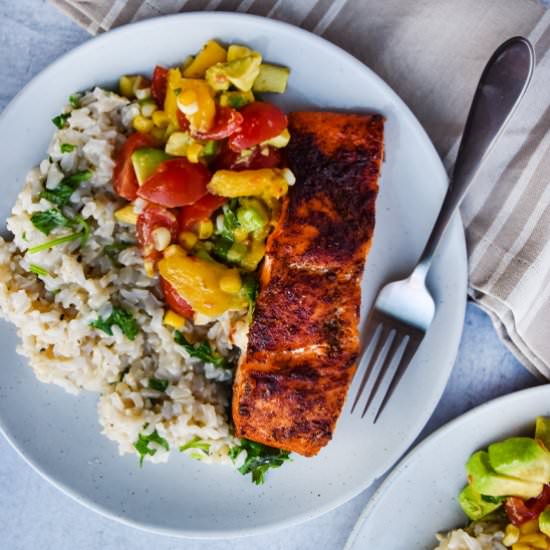 Blackened Salmon with Mango Salsa