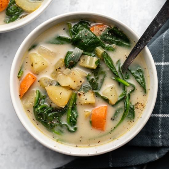 Cozy Potato & Spinach Soup