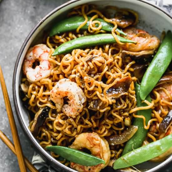 Shrimp Ramen Stir Fry