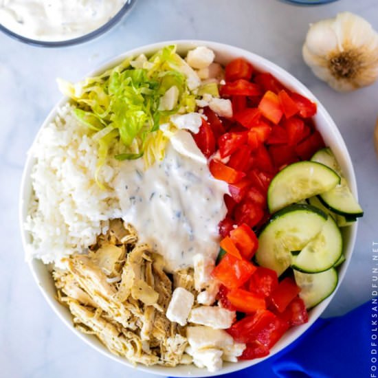 Crock-Pot Chicken Gyro Bowls