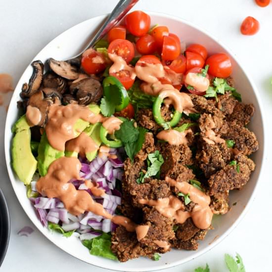 Vegan Veggie Burger Salad