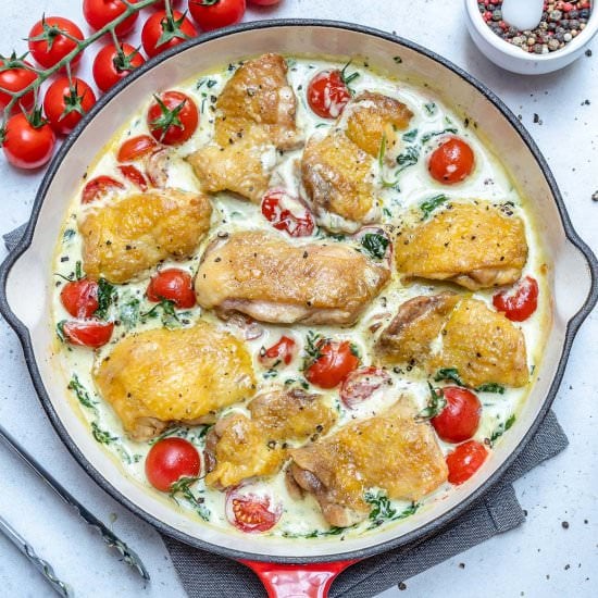 KETO CREAMY ITALIAN CHICKEN SKILLET