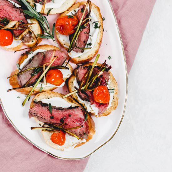 Filet Mignon Steak Crostini