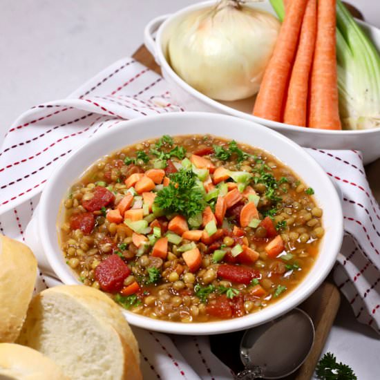 Green Lentil Soup with Vegetables