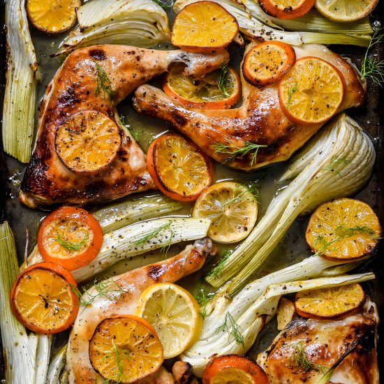 Clementine Roast Chicken & Fennel