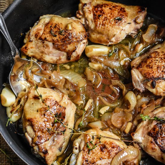 Braised Chicken Thighs with Garlic