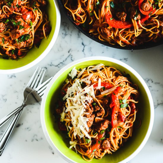Spaghetti with Sausage and Peppers