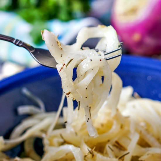 Low Carb Garlic Turnip Noodles