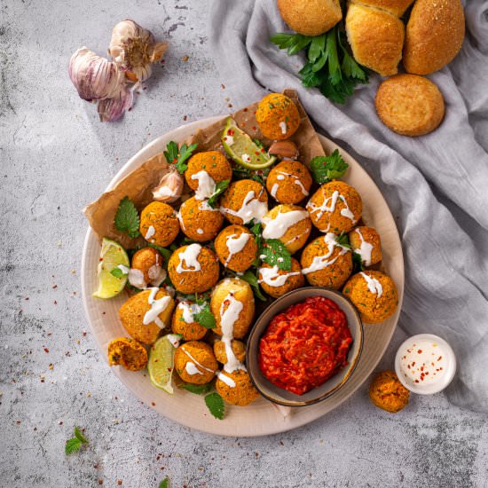Red paprika baked falafels