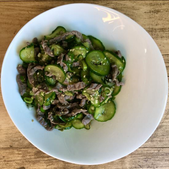 WARM CUCUMBER AND BEEF SALAD BANCHA